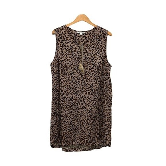 Beach lunch lounge leopard print sleeveless mini dress size 1X - Picture 2 of 8